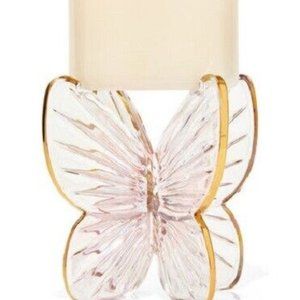 Bath & Body Works Iridescent Glass Butterfly 3 Wick Candle Holder New with Tag